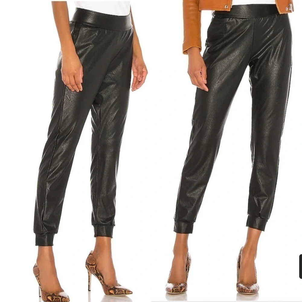 Revolve Commando faux leather black joggers pants